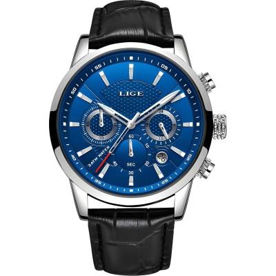 LIGE Часовник lige el-14628 - Черен / Сребърен / Син kp14628 (el-14628)