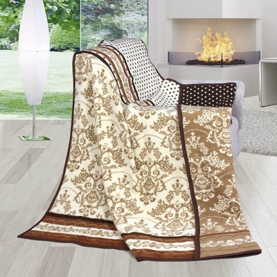 Kvalitex deka Karmela Plus Hnědé ornamenty 150x200