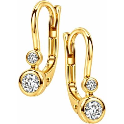 Zlaton Náušnice žluté zlato visací 1.3cm 1.25g s diamanty 0.150ct N07072603512