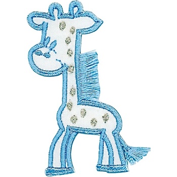 Vyšívané nažehlovací obrázky střední - žirafa modrá
