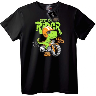 NOONEBRAND Тениска Dino Rider - Супер готин - 7XL, White