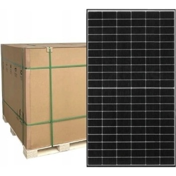 JA Solar Палета от 36 броя: Модули PV на JA Solar, моно-Si, двустранни, N-тип половинни клетки 182mm 16-BB, 2x60бр, кабели приблизително 120 см, STC мощност 535Wp, размери: 2063x1134x30, конектор: MC4-EVO2A, ефективност 22.7%, тегло 28.8 кг, черна рамка (