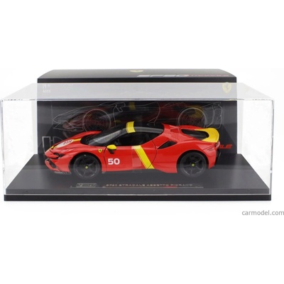 Bburago Ferrari Sf90 Stradale Hybrid 1000hp N 50 24h Le Mans Livery Con Vetrina With Showcase Exclusive Carmodel Červená Žlutá 1:18