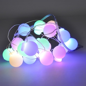 Solight LED vianočná reťaz farebné gule 20x LED 2m 2x AA