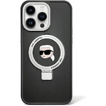 KARL LAGERFELD Кейс Karl Lagerfeld KLHMP15LHMRSKHK за iPhone 15 Pro 6.1"", черен / черен, твърд, Ring Stand Karl Head MagSafe