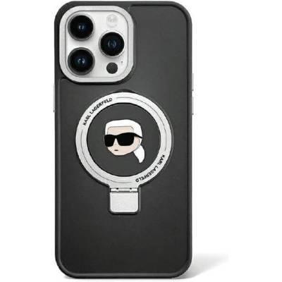 KARL LAGERFELD Кейс Karl Lagerfeld KLHMP15LHMRSKHK за iPhone 15 Pro 6.1"", черен / черен, твърд, Ring Stand Karl Head MagSafe