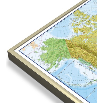 Maps International Severní Amerika - nástěnná politická mapa 100 x 120 cm Varianta: mapa v hliníkovém rámu, Provedení: zlatý matný rám