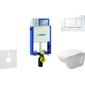 Geberit Kombifix - Модул за висяща тоалетна с бутон Sigma20, бял/лъскав хром + Duravit D-Code - тоалетна и седалка, без ръб, SoftClose 110.302. 00.5 NH5 (110.302.00.5 NH5)
