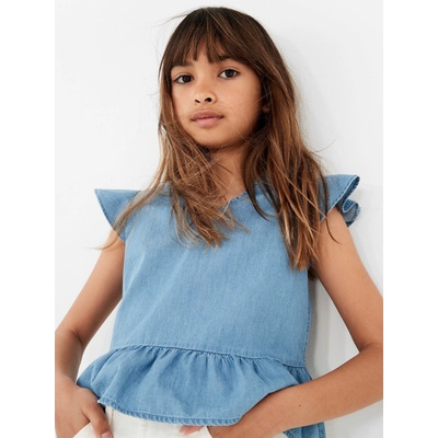 GAP dětský bavlněný top peplum modrá