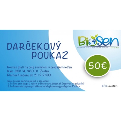 Darčekový poukaz v hodnote 50€