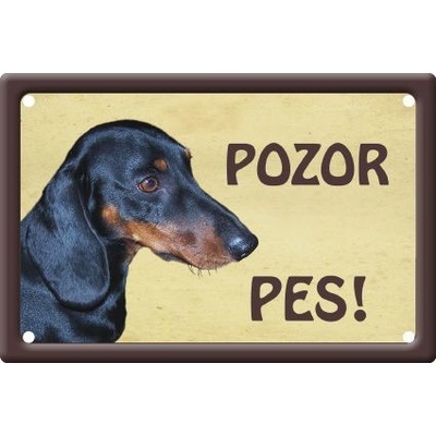 Plechová psí cedule, Jezevčík hladkosrstý, Pozor pes