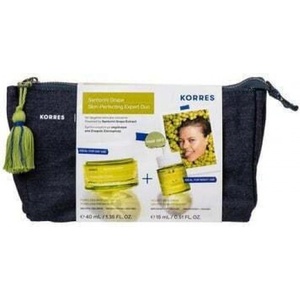 KORRES Промо сет крем за лице мазна кожа + серум, Korres Santorini Grape Skin-Perfecting Expert Duo Poreless Skin Cream 40 ml + Gift Velvet Skin Drink 15 ml
