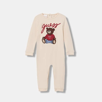 Guess Бежов гащеризон за новородено бебе с голямо цветно мече Guess