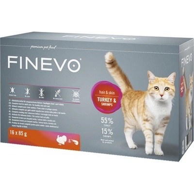Finevo Hair&Skin morčacie a krevety 16 x 85 g