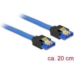 Delock SATA кабел, 6 Gb/s, втулка, прав SATA втулка, права, 20 cm, синя със златисти скоби (84977)