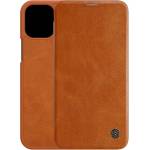 Nillkin iPhone 12 mini NILLKIN QIN калъф с подставка, с ефект на кожа, FLIP, джобче за карти, КАФЯВ (GP-98643)
