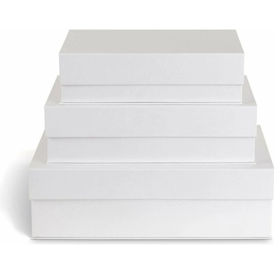 Bigso Biele kartónové úložné boxy v súprave 3 ks s vekom 42,5 x 29,5 x 13 cm