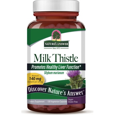 Nature's Answer Milk Thistle, Pestrec mariánsky, extrakt, 120 rastlinných kapsúl