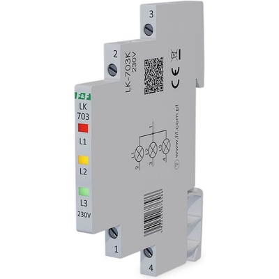 LK-703K/230V - Signálka, 1x zelená + 1x žltá + 1x červená LED, 3x 230V