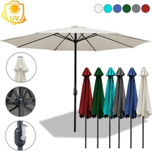 TolleTour 3m-3,5m slunečník Market Umbrella s ruční klikou UV40+ Venkovní slunečník Patio Garden Umbrella, zelený, 3,5m