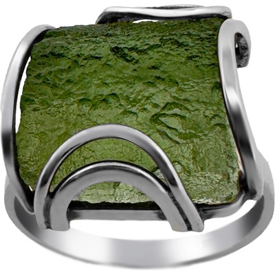 Vltavín Moldavite Stříbrný prsten s vltavínem P35 0016
