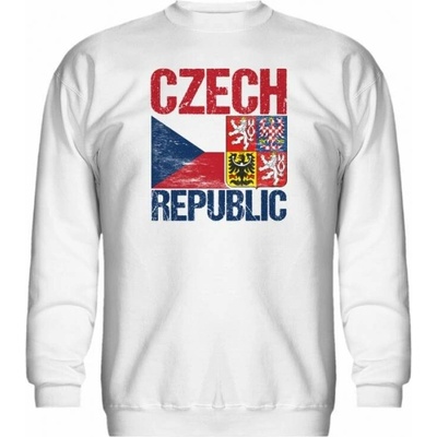 3B mikina CZECH REPUBLIC vlajka a znak bílá