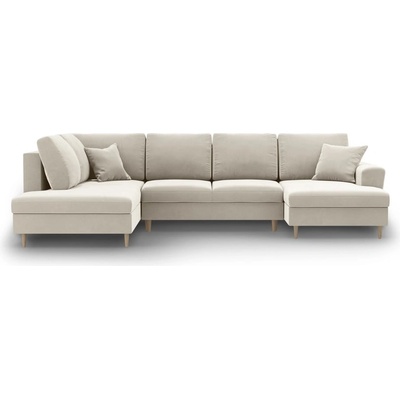 Cosmopolitan Design Бежов кадифен разтегателен ъглов диван с място за съхранение (ляв ъгъл/U форма) Kyoto - Cosmopolitan Design (COS_ULF_2_F2_KYOTO1)