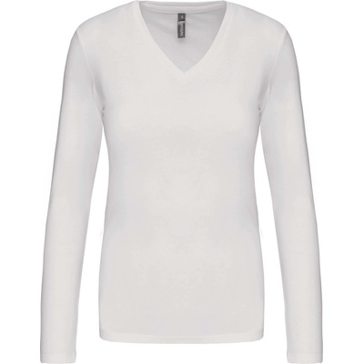 Kariban v-neck k382 / Дамска тениска с дълъг ръкав - бяла xxxl (20k38200113)