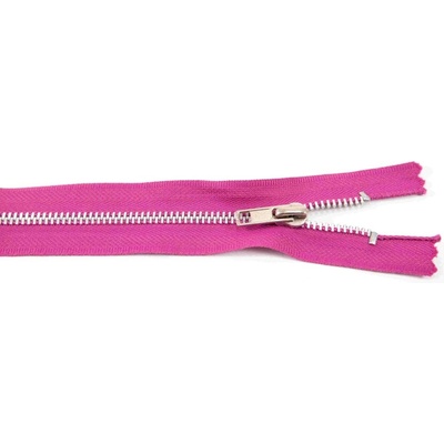 Nedeliteľný kovový strieborný zips č.3 viac farieb - dĺžka (16 - 20 cm) 18 cm Fuchsiová