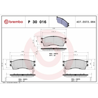 Sada brzdových platničiek kotúčovej brzdy BREMBO PRIME LINE P 30 016