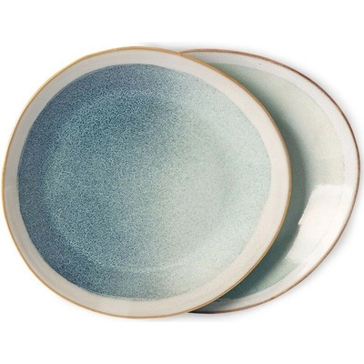 HKLIVING hmlový zelený dezertný tanier 70s mist 2 ks 22 x 2 cm