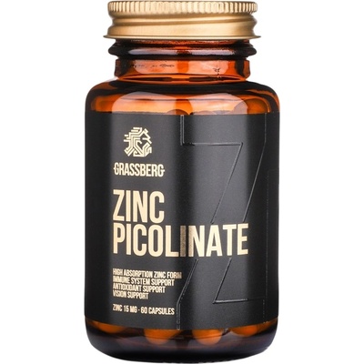 Grassberg Zinc Picolinate High Absorption, 15 mg, 60 капсули, Grassberg (7065)