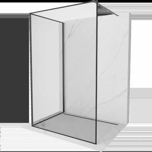 Mexen Kioto душ кабина Walk-in 120 x 90 см, черна рамка, полиран gun gray - 800-120-212-66-70-090 (800-120-212-66-70-090)