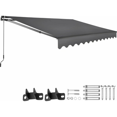 tectake 406133 výsuvná markýza ornella s držákem na zeď - 300 x 250 cm,tmavě šedá