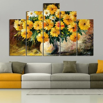 Vivid Home Картини пана Vivid Home от 5 части, Цветя, Канава, 160x100 см, 5-та Форма №0936