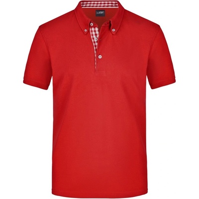 James & Nicholson Elegantná pánska polokošeľa JN964 červená červeno biela