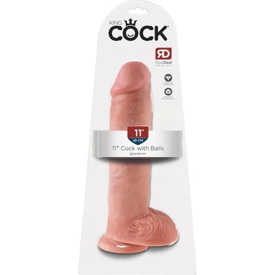 King Cock 11 realistický dildo s varlaty a přísavkou 28 cm tělová barva