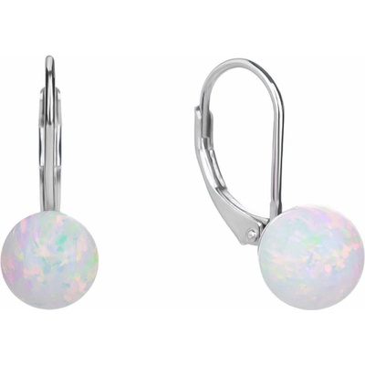 BEALIO 05045 Stříbrné náušnice KULIČKY 8 mm bílý OPÁL (Ag 925/1000, 1,7 g)