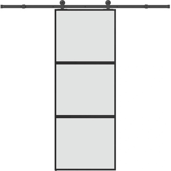 vidaXL Плъзгаща се врата с обков 76x205 см Закалено стъкло&Алуминий (3332938)