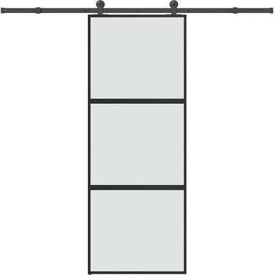 vidaXL Плъзгаща се врата с обков 76x205 см Закалено стъкло&Алуминий (3332938)