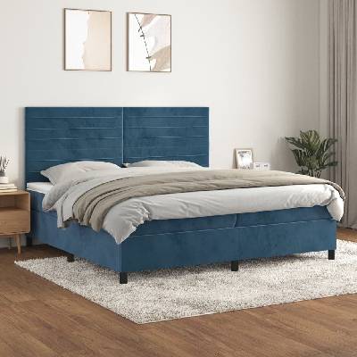 Petrashop 3143107 boxspring postel s matrací tmavě modrá samet