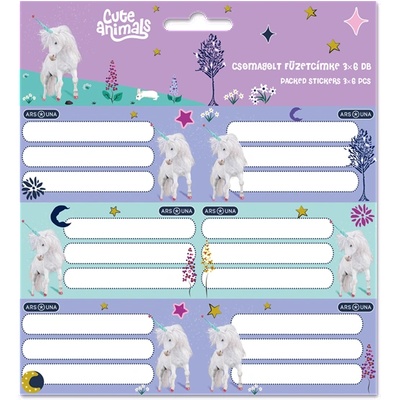 Ars Una Cute Animals Unicorn 25 (5448) етикети за книжки 3х6 53834485 (53834485)