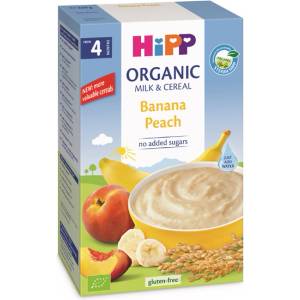 HiPP Био инстантна млечна каша банан и праскова 250 гр. - 4+ месеца