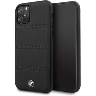 BMW Signature Horizontal Lines Leather Case - кожен (естествена кожа) кейс за iPhone 11 (черен)