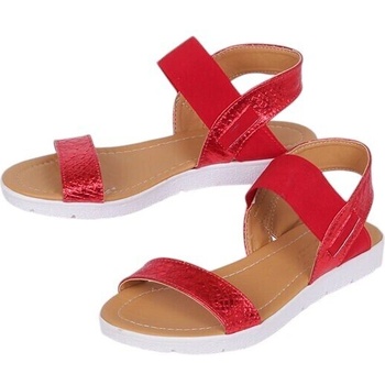 Сандали в червено с бяла подметка