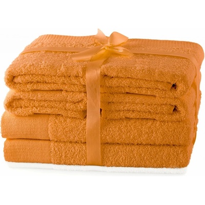 AmeliaHome Sada bavlněných ručníků Oranžový hladké AMARI 2 ks 70 x 140 cm + 4 ks 50 x 100 cm