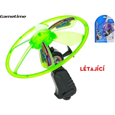 Mikrotrading Gametime létající disk 15 cm se šňůrkou po natažení létající
