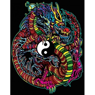 Colorvelvet Sametový obrázek Drak Yin a Yang 47x35cm COLORVELVET - RC_306591
