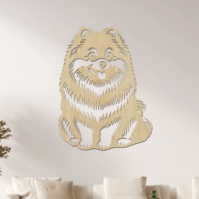 dřevo života Dřevěný obraz psa Pomeranian Rozměry (cm): 45x60, Zvolte barvu dekoru: Javor