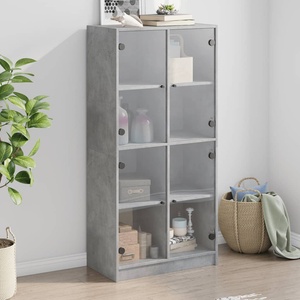 vidaXL Висок шкаф, Бетонно сиво, 68x37x142 см, инженерно дърво (3295860)
